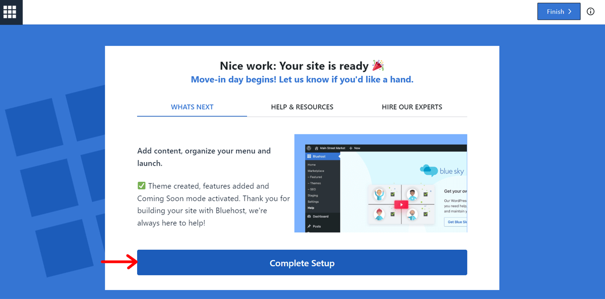 Click on Complete Setup Button