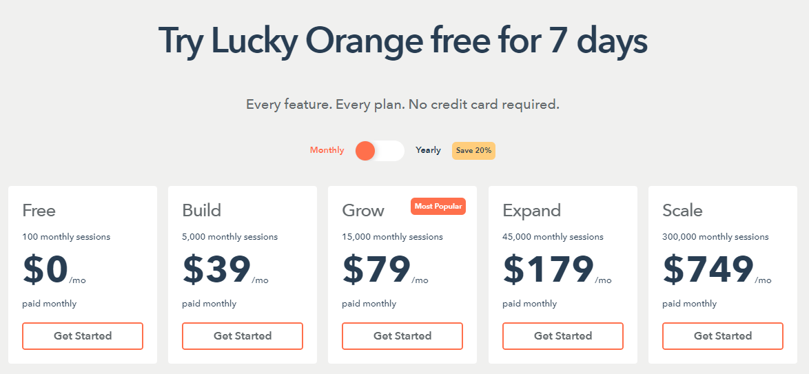 Lucky Orange pricing
