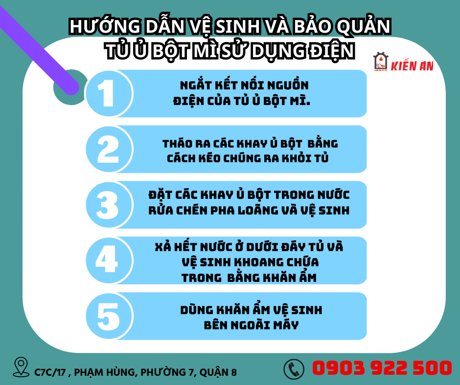 Hướng dẫn vệ sinh tủ ủ bột sử dụng điện