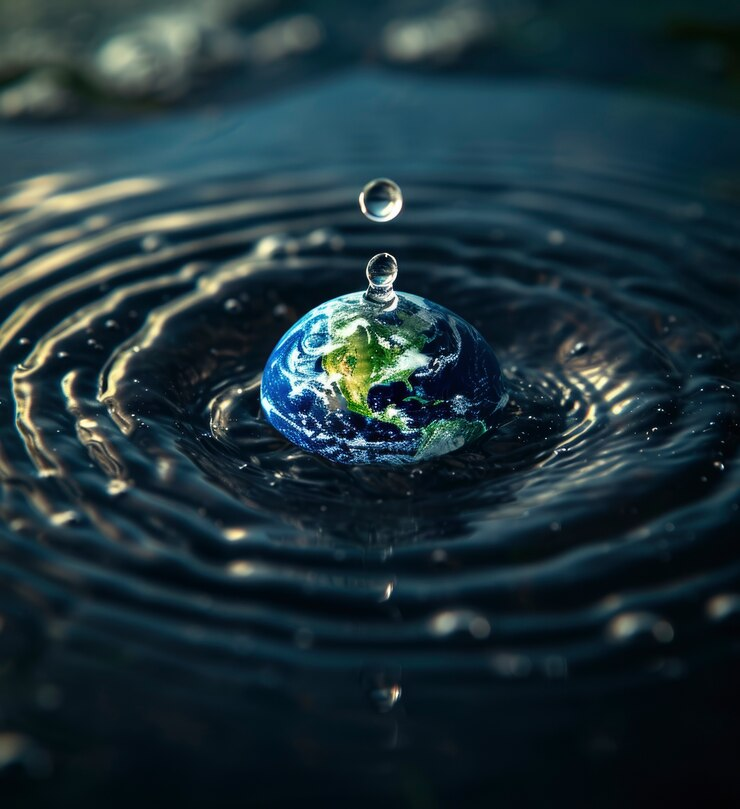 Earth depicted as water droplet splash