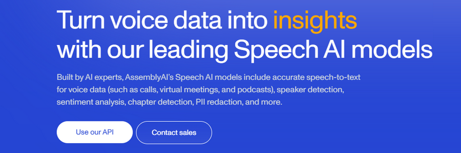 AssemblyAI – Speech-to-text transcription, audio intelligence, voice data analysis