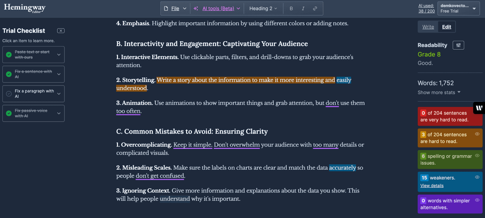 Home page of Hemingway Editor