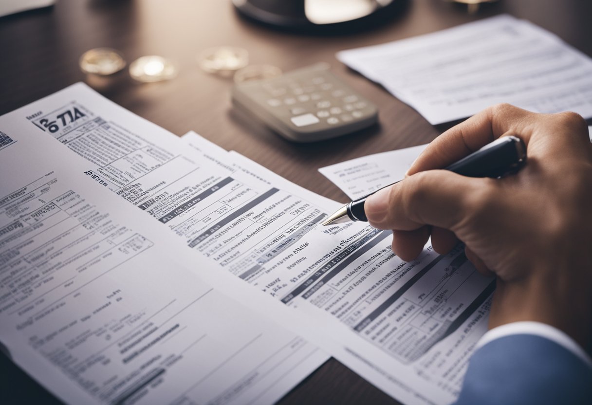 A person navigating through tax forms and financial documents, finding loopholes to avoid gift tax