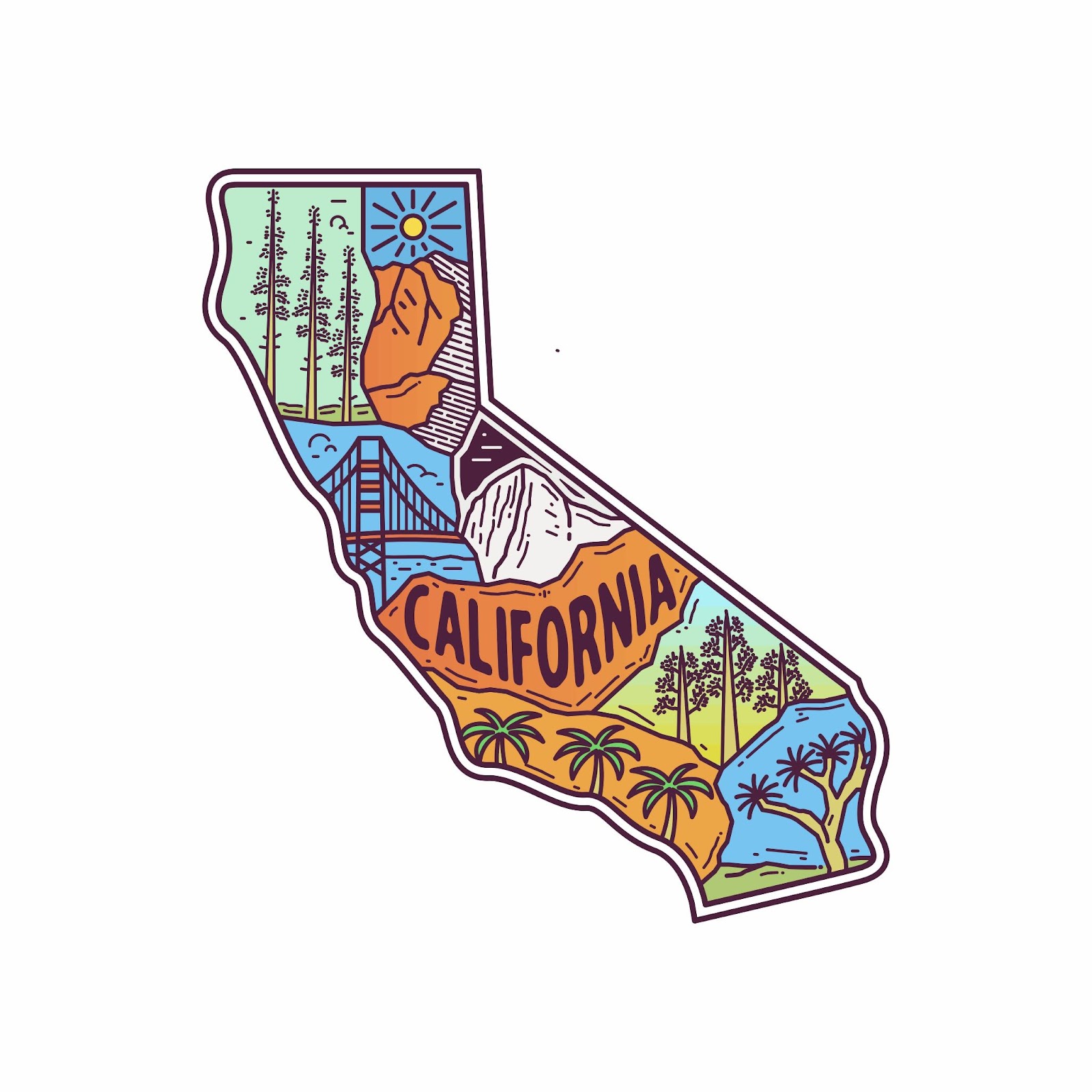 california map illustrated