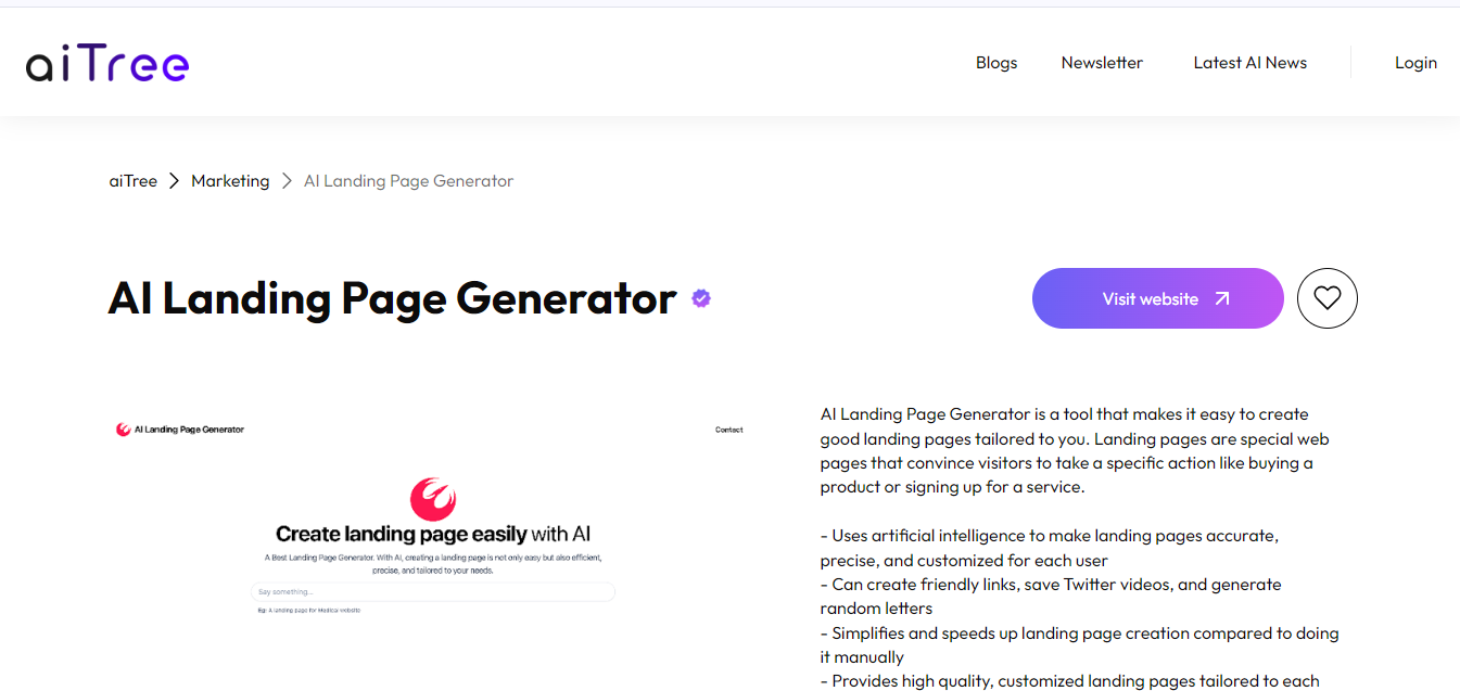 AITree AI Landing Page Generator