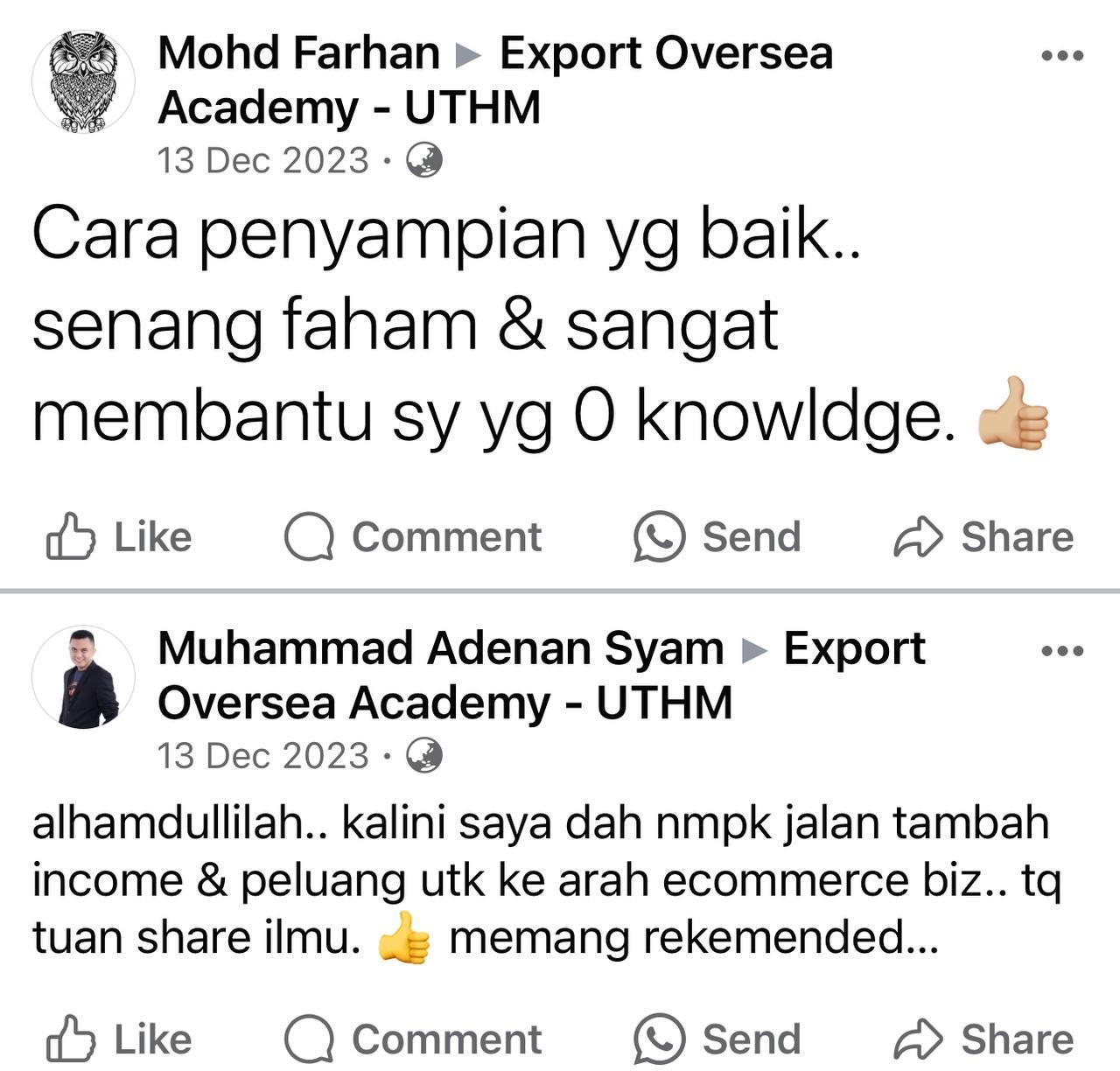 Gano Excel Coffee : Jom belajar cara menjual di eBay dengan betul dan berkesan

Export Oversea Academy – UTHM, syarikat spin-off milik UTHM ini sudah melatih lebih 40,000 student dari dalam dan luar negara hingga kini untuk raih income dalam USD di eBay