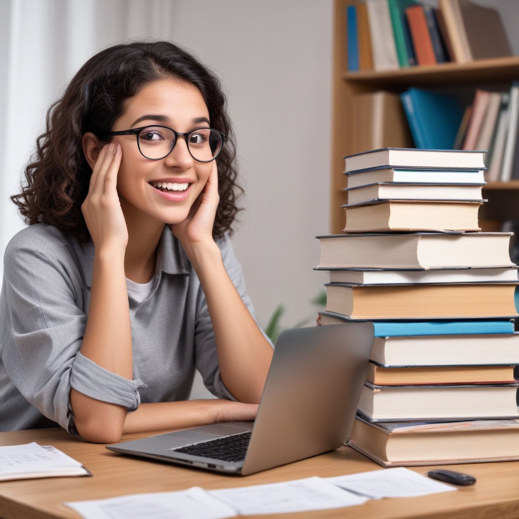 Happy student as she can manage her time after getting online help from experttutors.info