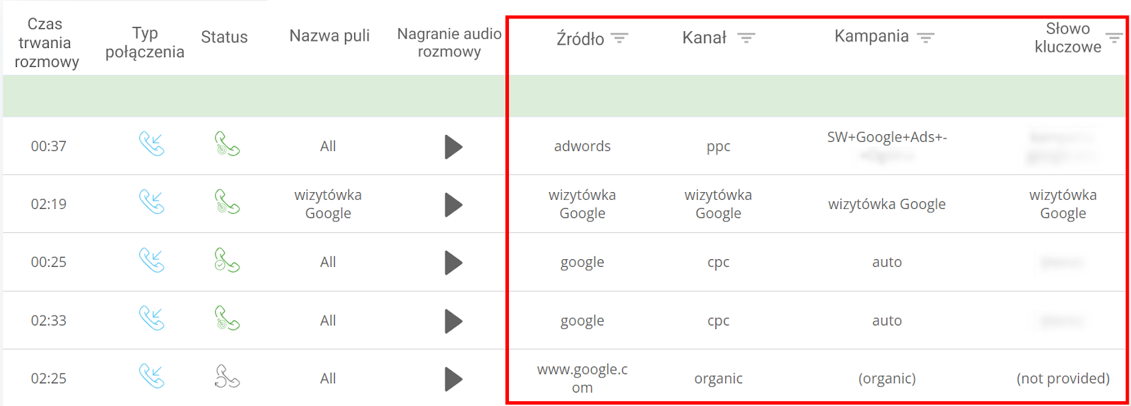 Przykład raportu Ringostat, case study