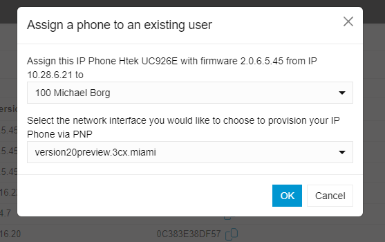 Assigning a phone to an existing user