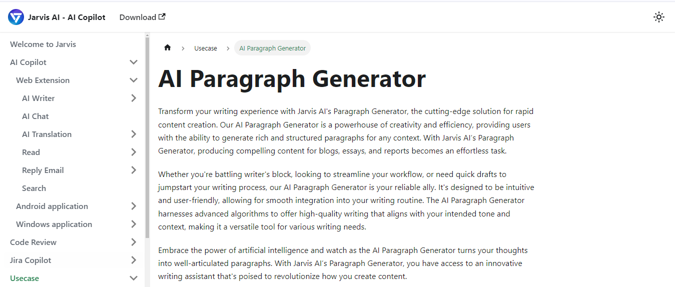 Jarvis AI Paragraph Generator