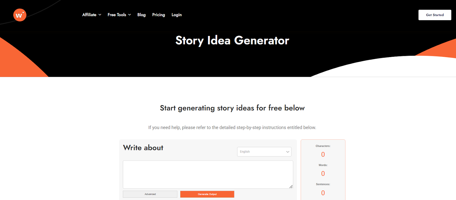 Writecream AI's Story Idea Generator