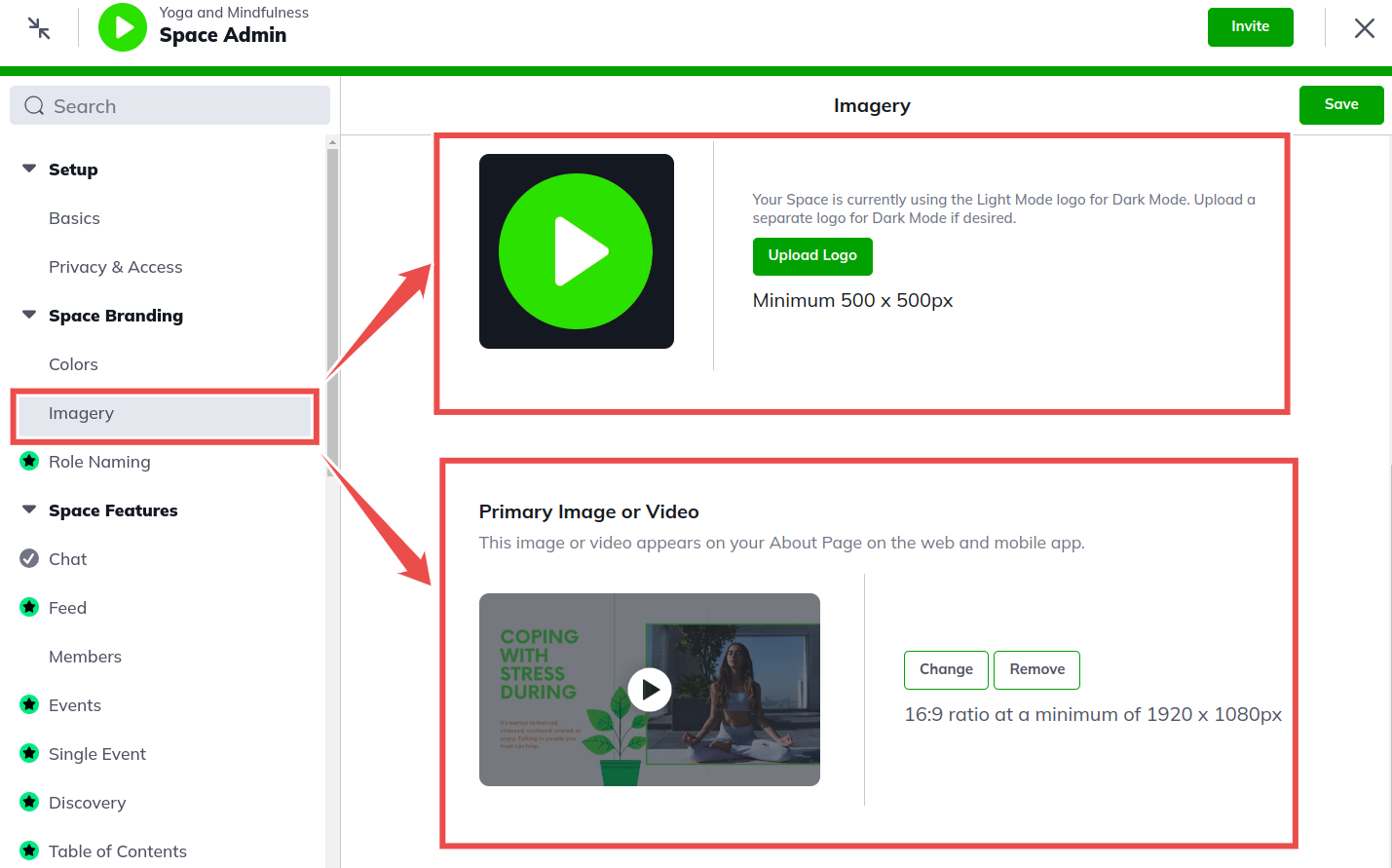 banner image in mighty networks for spaces