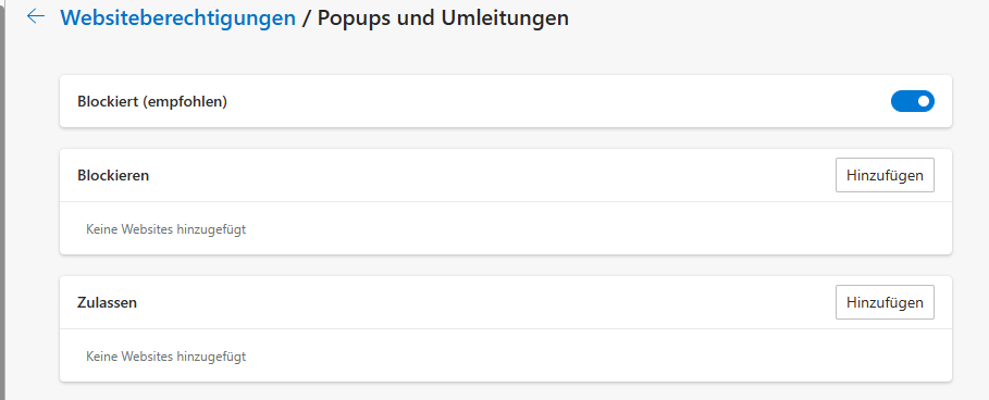 Pop-ups in Edge blockieren