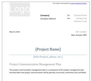 Project communication management plan template