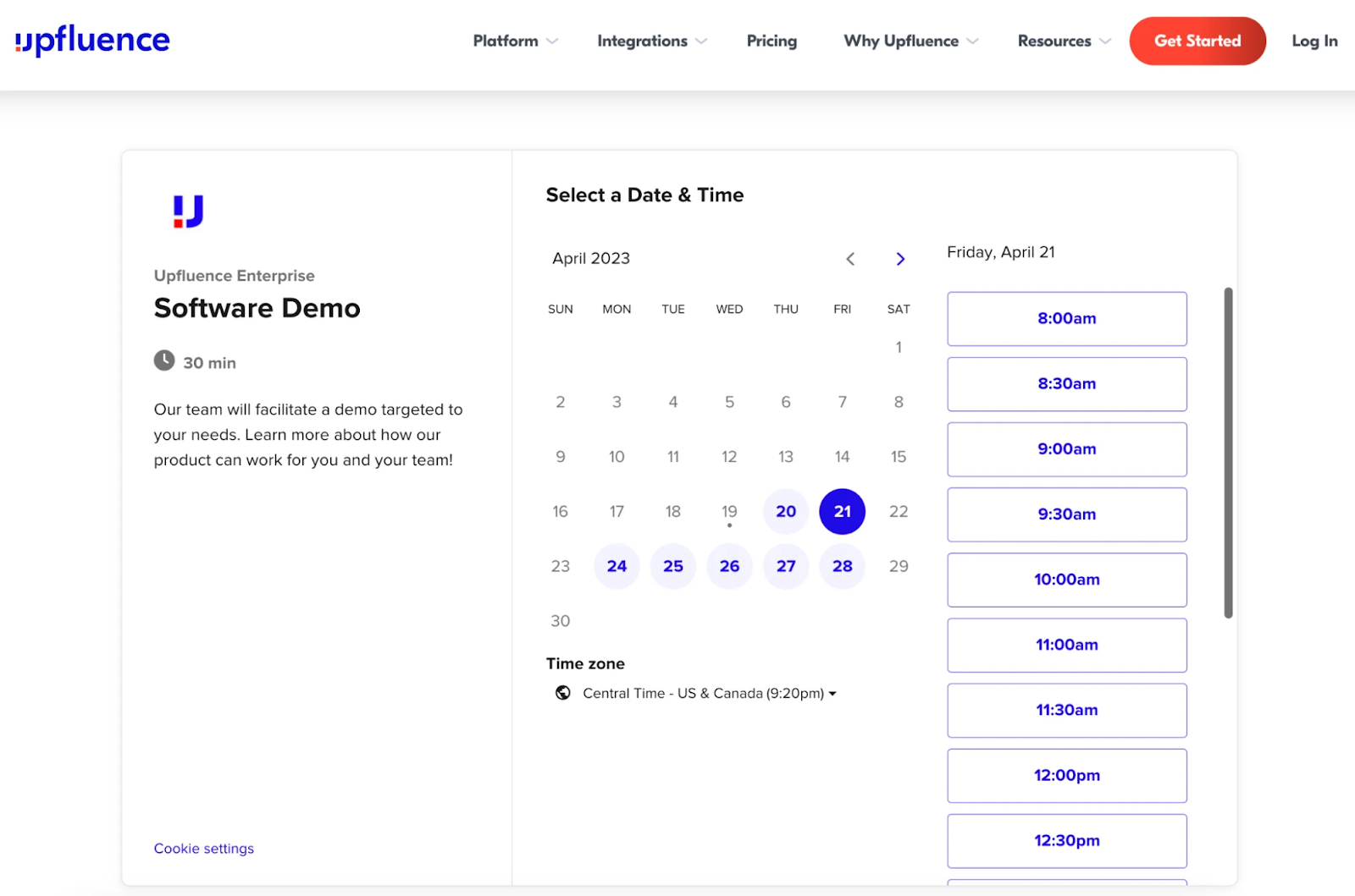 Calendly's booking page