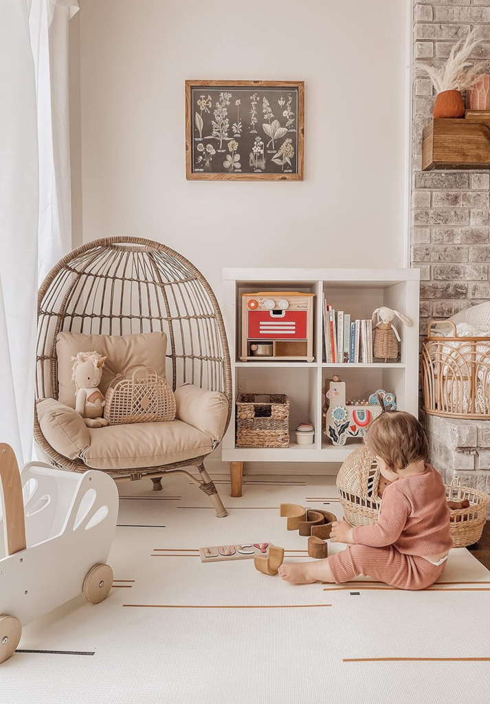 Baby Play Mat Integration with Home Decor: Image of a baby play mat in a stylish living room, highlighting how it compliments the decor.