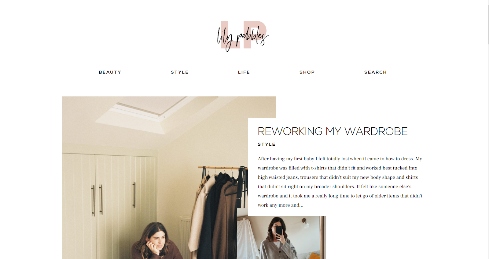 Lilly Pebbles blog homepage with good website blog design