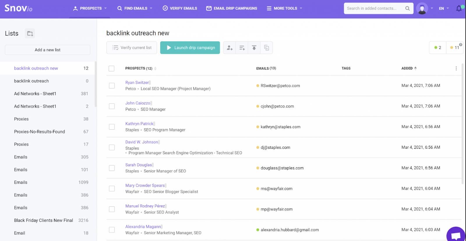 Email finder tool - Snov.io