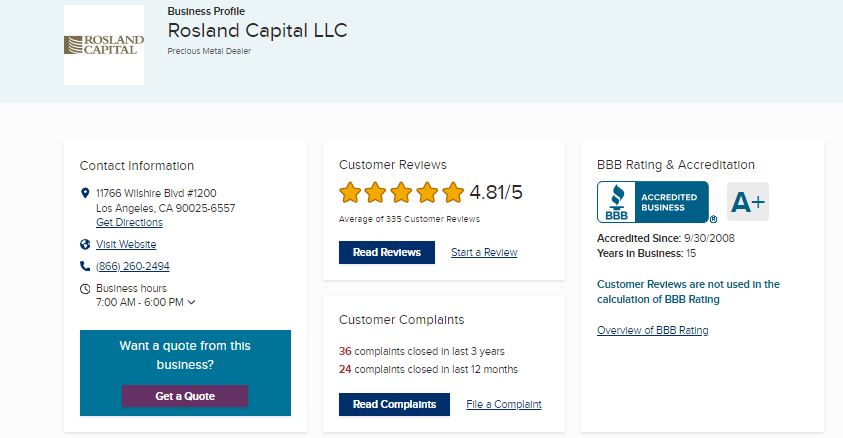 Rosland Capital BBB rating