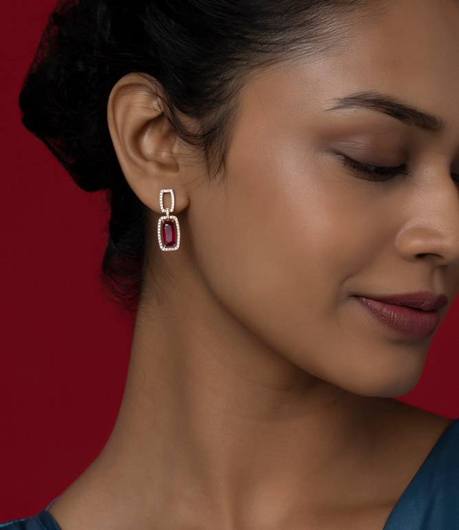 Exquisite 18kt rose gold Ruby earrings | CKC Jewellery Store