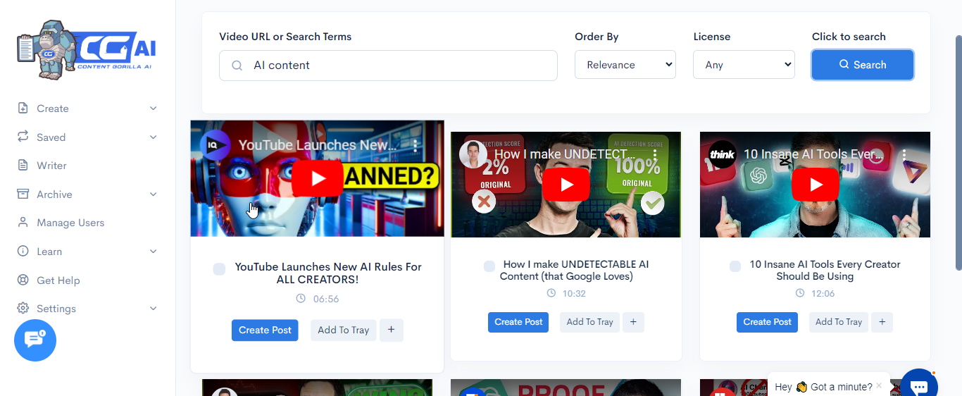 Content Gorilla AI's online article generator