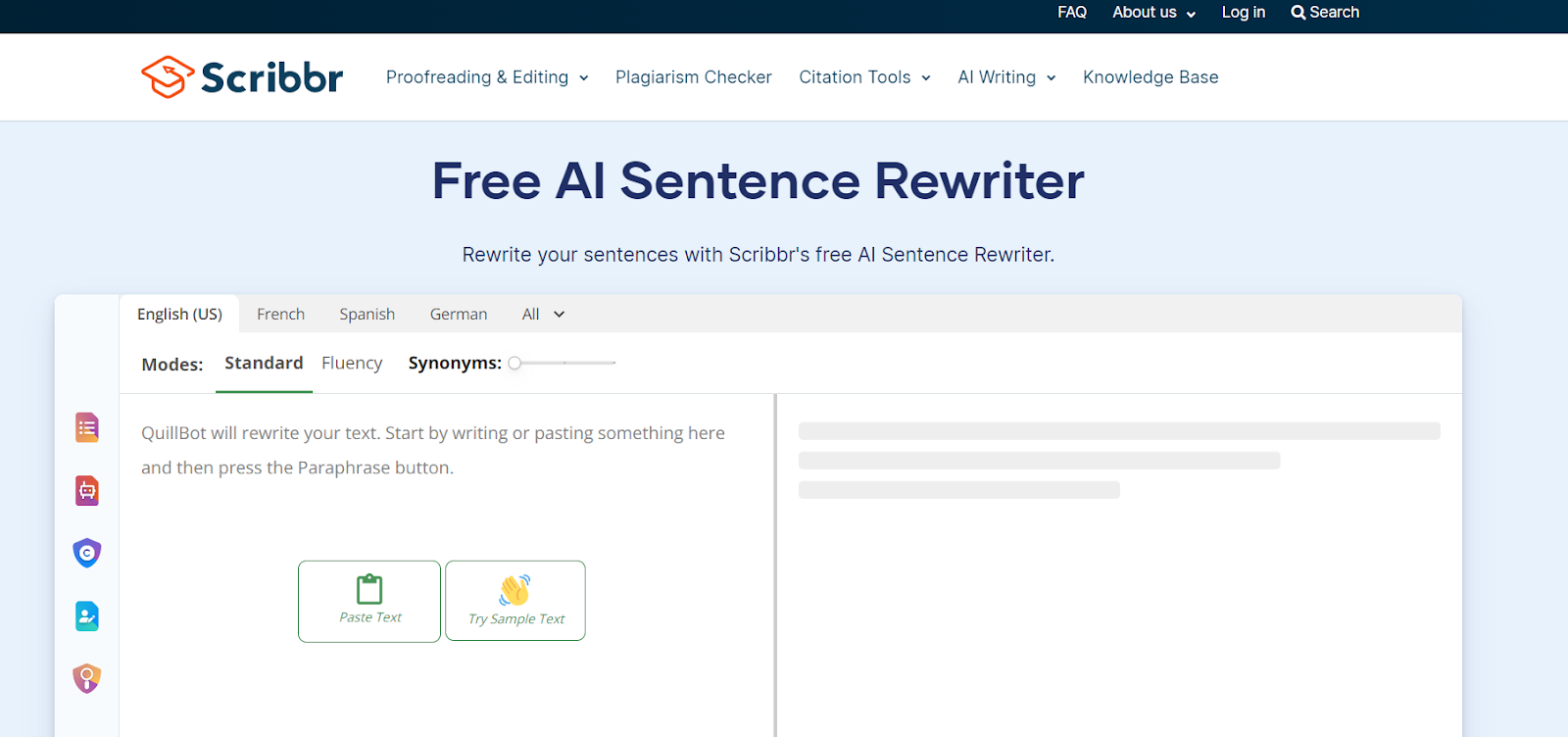 Scribbr Sentence Rewriter