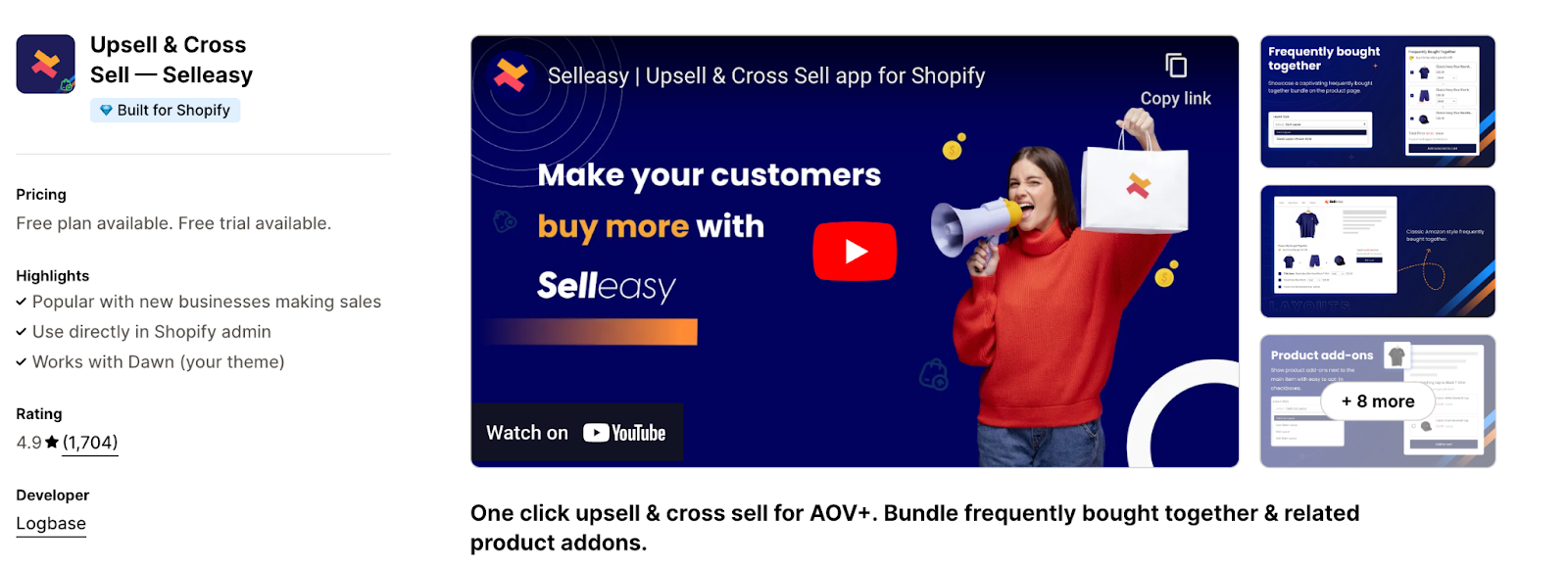 Selleasy Shopify Upsell app.