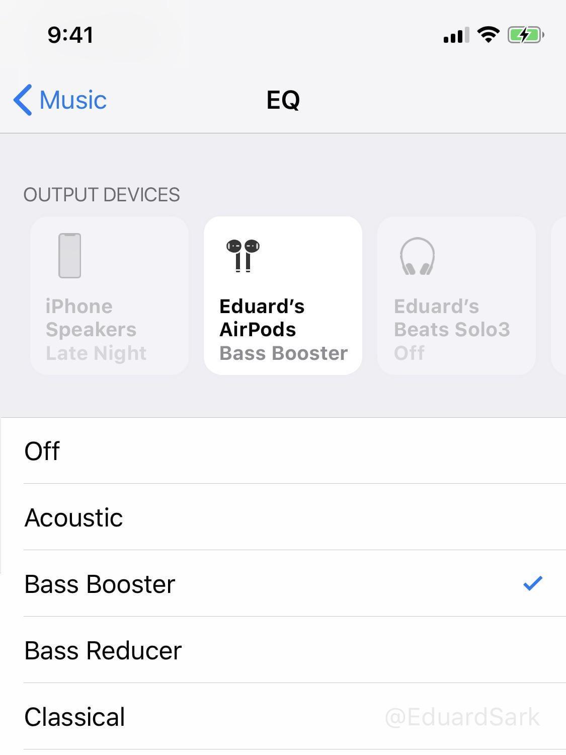 Use Equalizer Settings