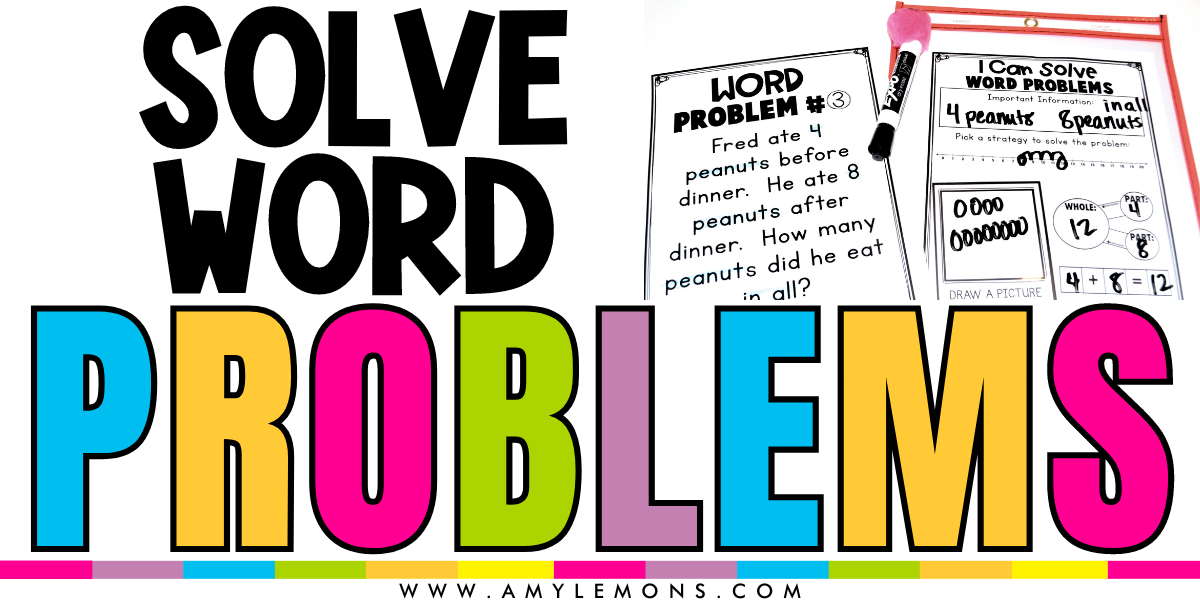 Use dry erase pockets to practice solving word problems