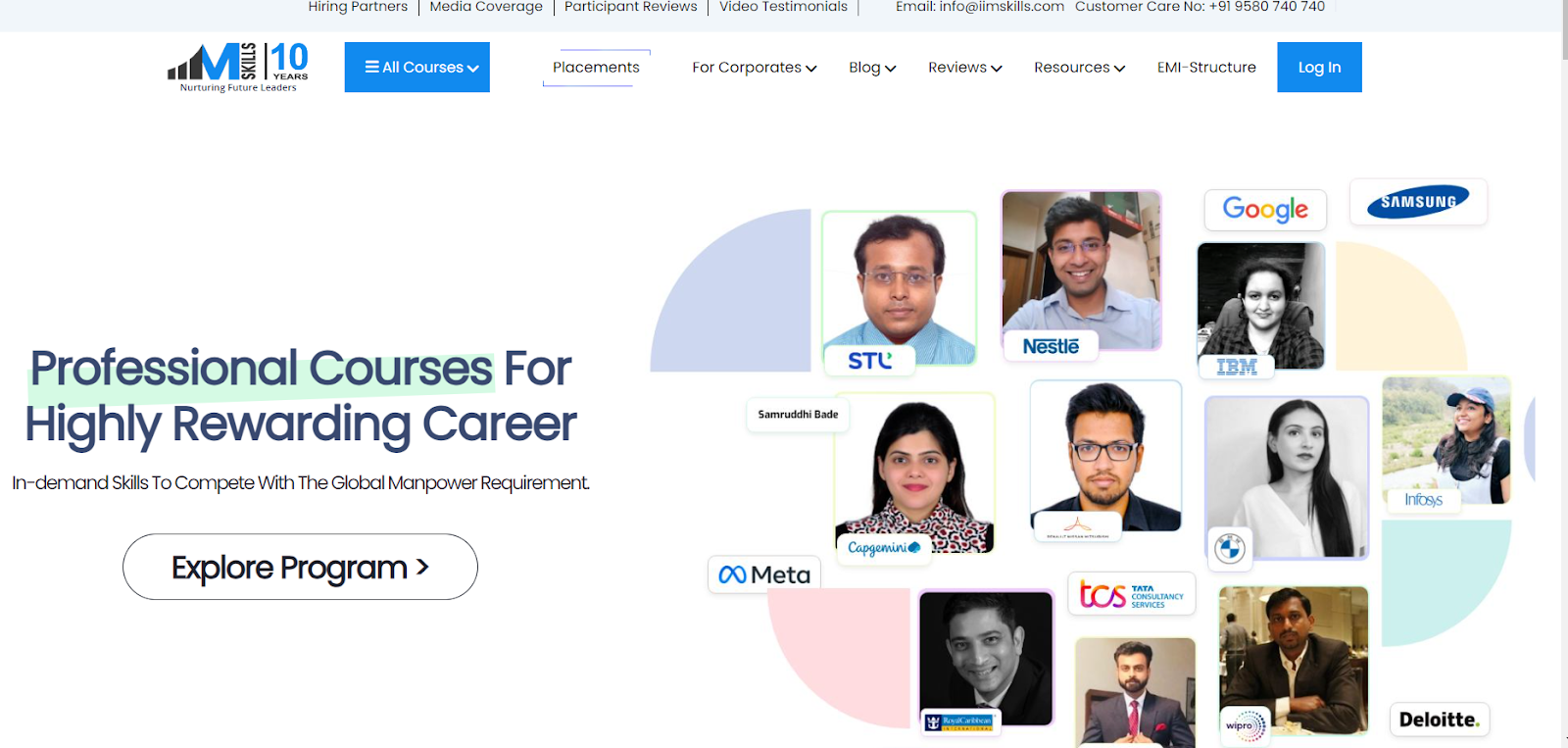 homepage of IIM skills