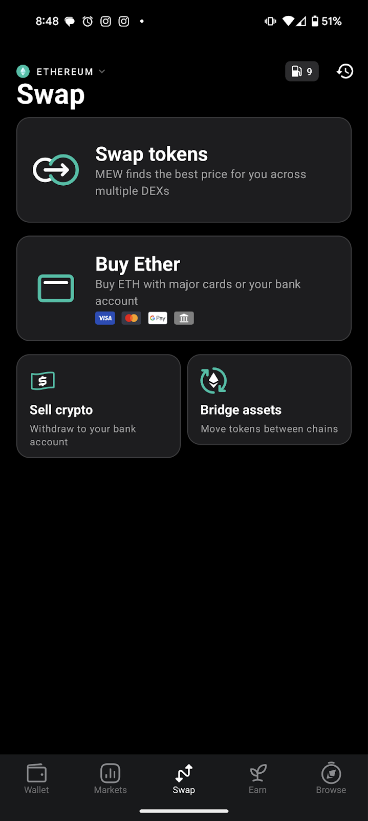 Bridge from Ethereum to BNB Smart Chain with MEW Mobile