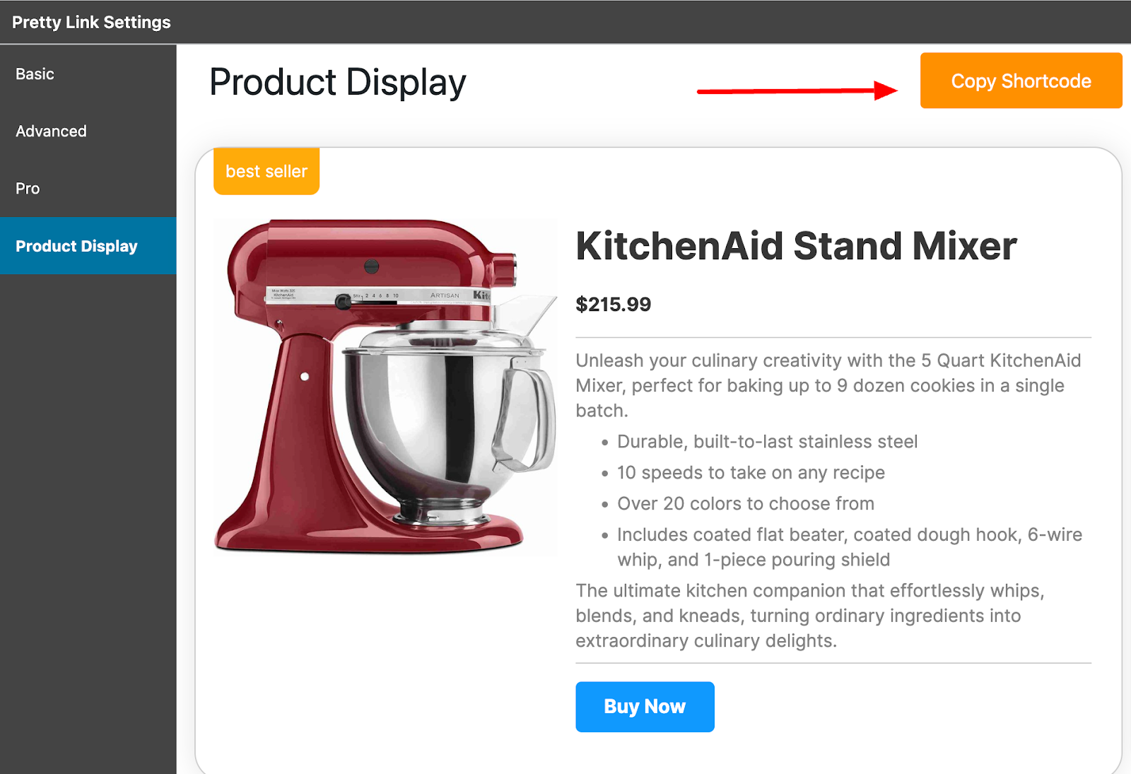 a benefit focused affiliate product display example