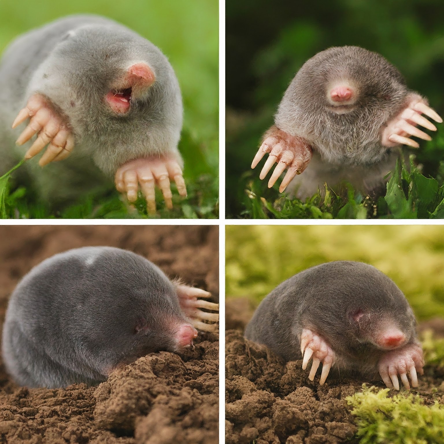 photo of four different moles in a four box frame simulating moel madness. 