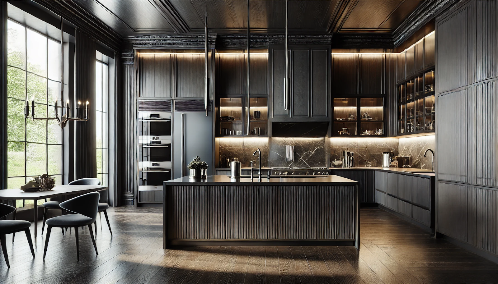 Dark wooden modular kitchen 