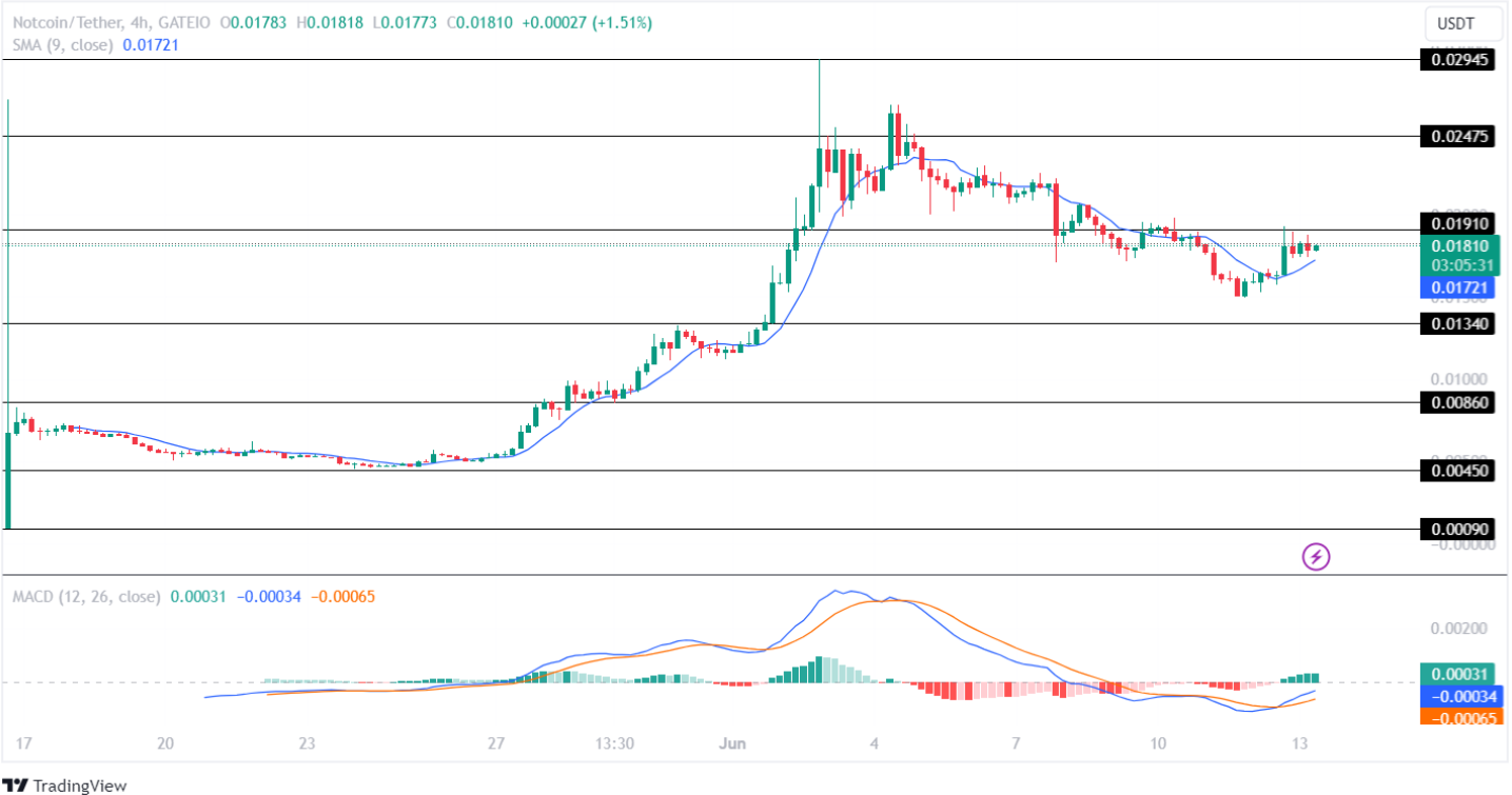 O preço do Notcoin sobe 14% durante a noite! NÃO o preço aumentará 100% em junho?