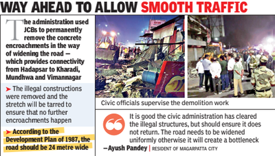 Pmc: Pune Municipal Corporation clears encroachments on Mundhwa-Kharadi road | Pune News - Times of India