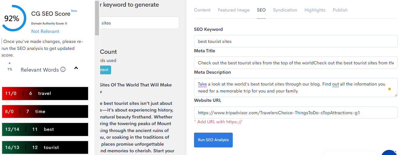 Content Gorilla screenshot for AI content SEO