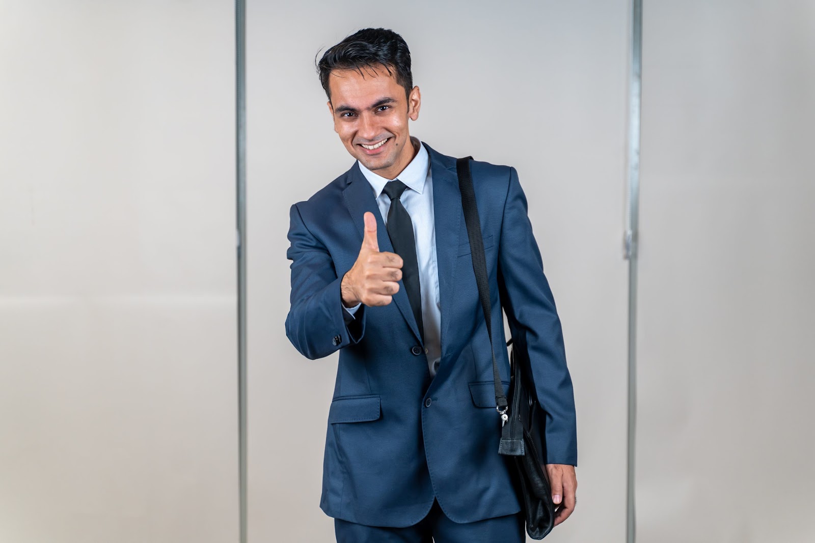 Smiling businessman in his personal style