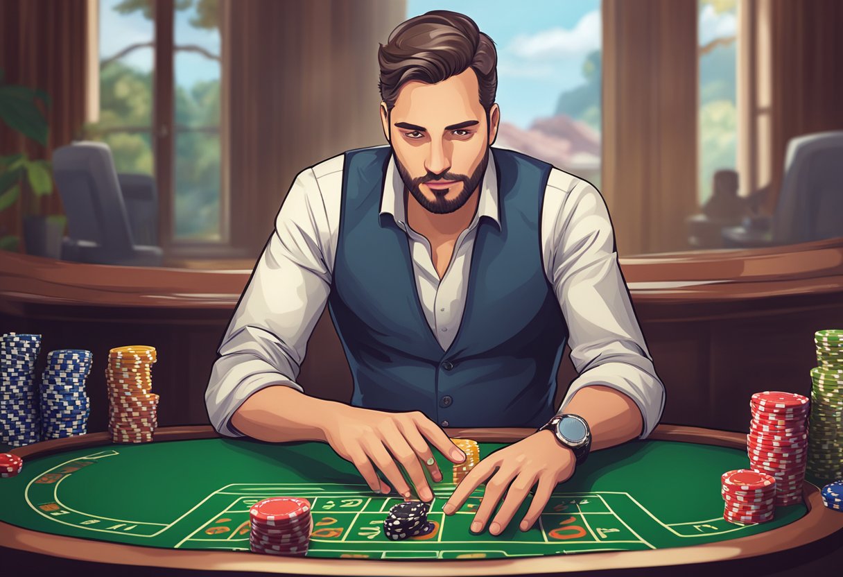 A professional-looking figure strategizing while playing online casino games