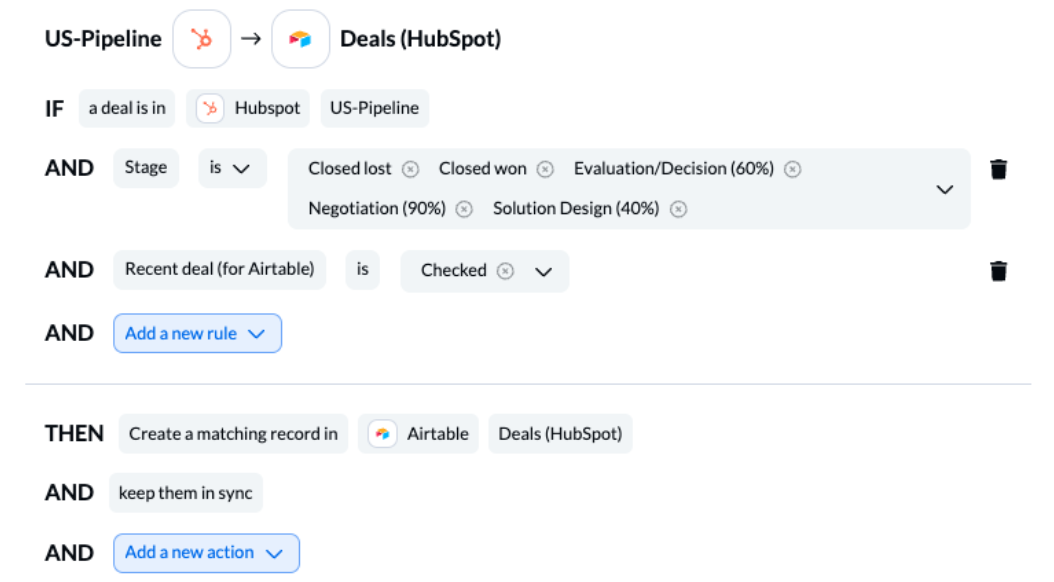 Automating Airtable with Hubspot in Unito