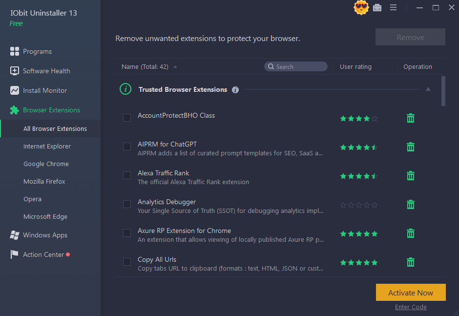 IObit Uninstaller 13_Browser Extensions