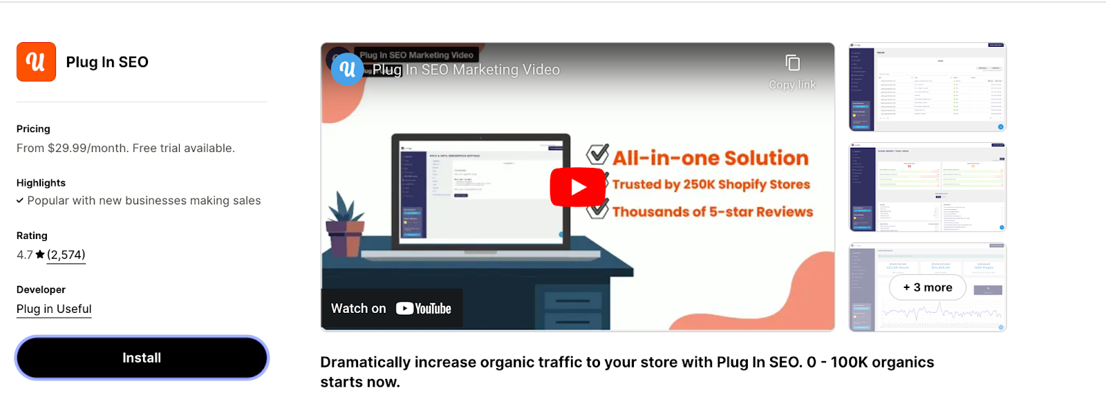 Plug In SEO, a go-to tool for organically ranking and increasing sales.