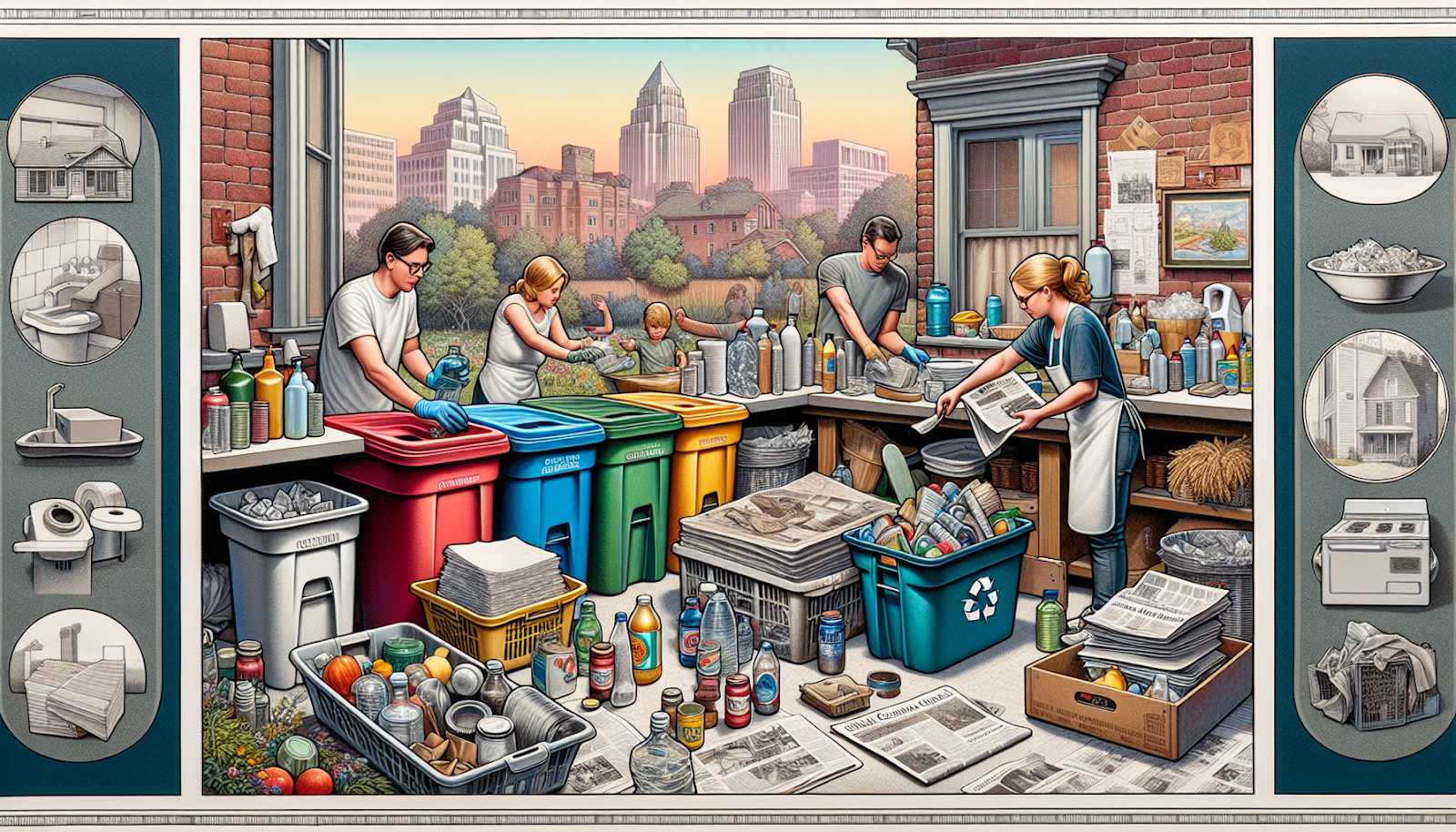 Illustration of proper sorting and preparation of recyclable materials