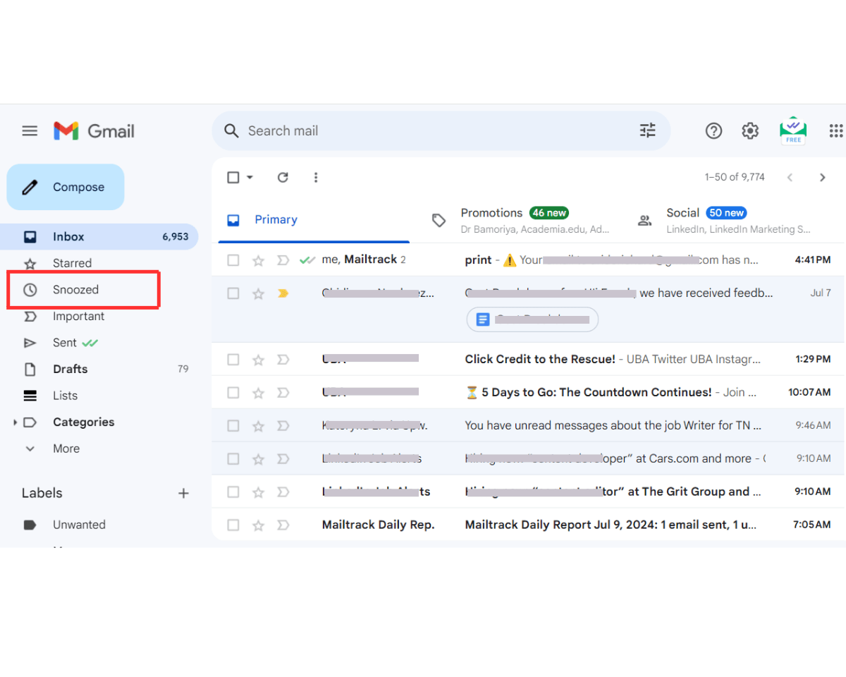 To turn off Gmail follow-up reminders on an email - open the Snooze folder