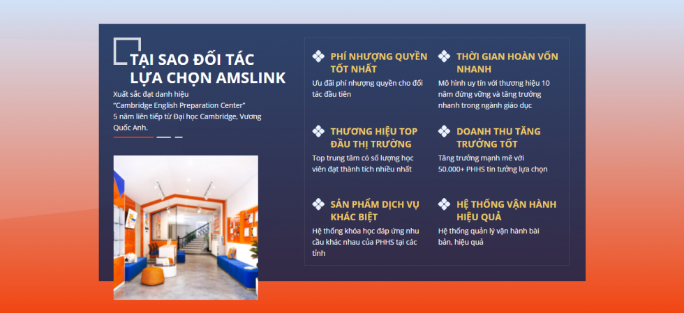 Hệ thống Anh ngữ Quốc Tế Amslink đang tìm kiếm đối tác chiến lược trên toàn quốc