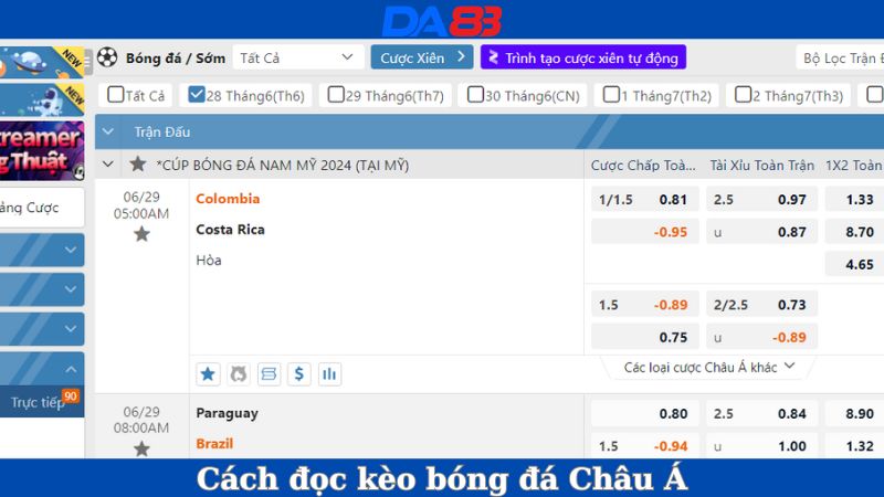 Cách đọc kèo bóng đá Châu Á