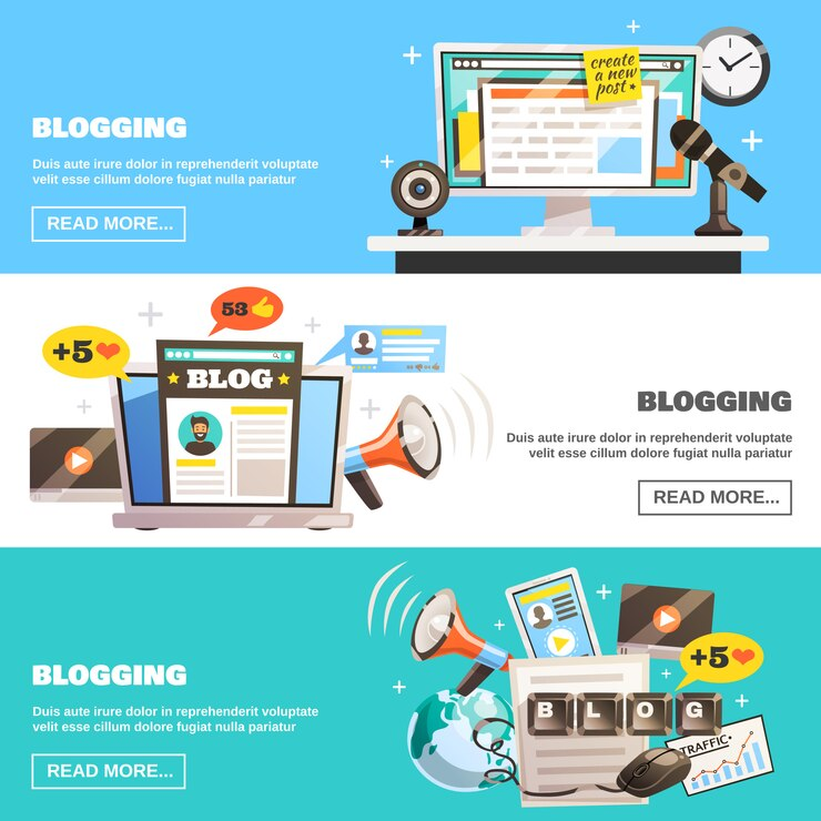 Blogging Horizontal Banners Set