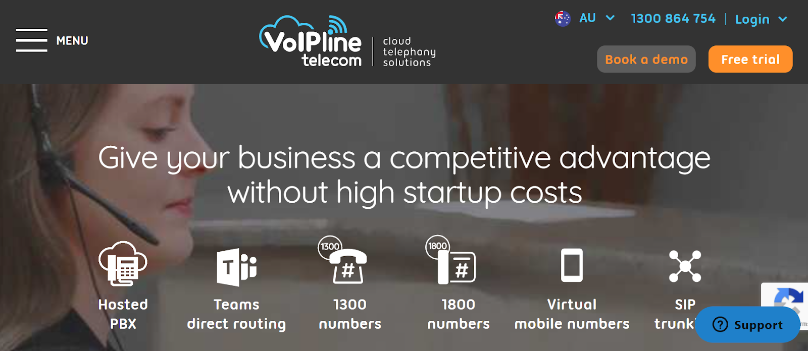 VoIPLine website snapshot highlighting the services it offers.