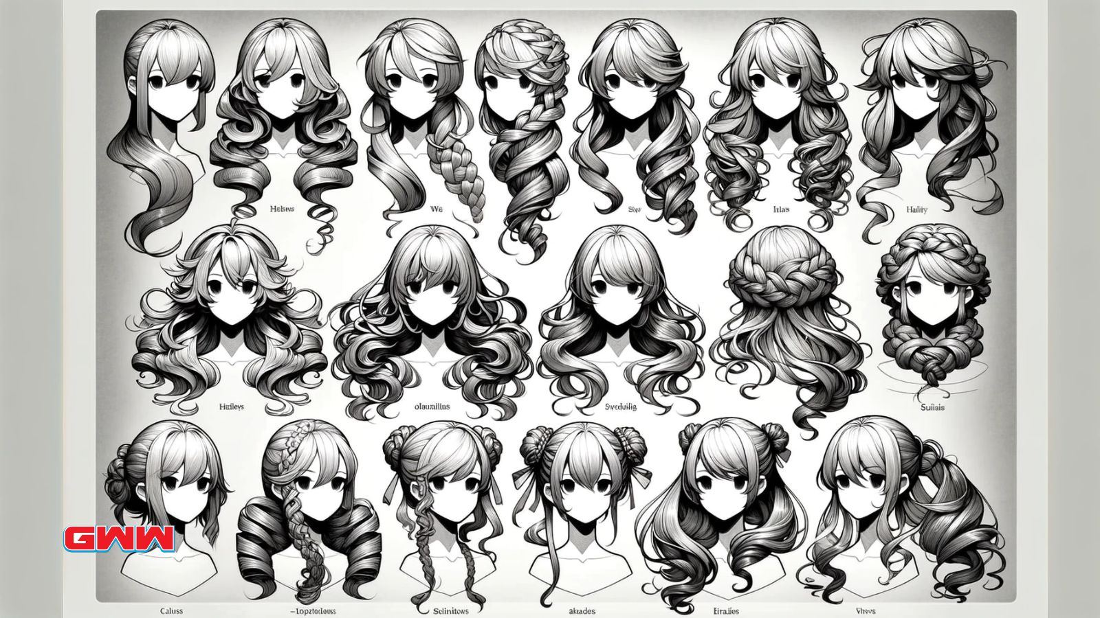 Advanced anime girl hairstyles with detailed curls, waves, and braids
