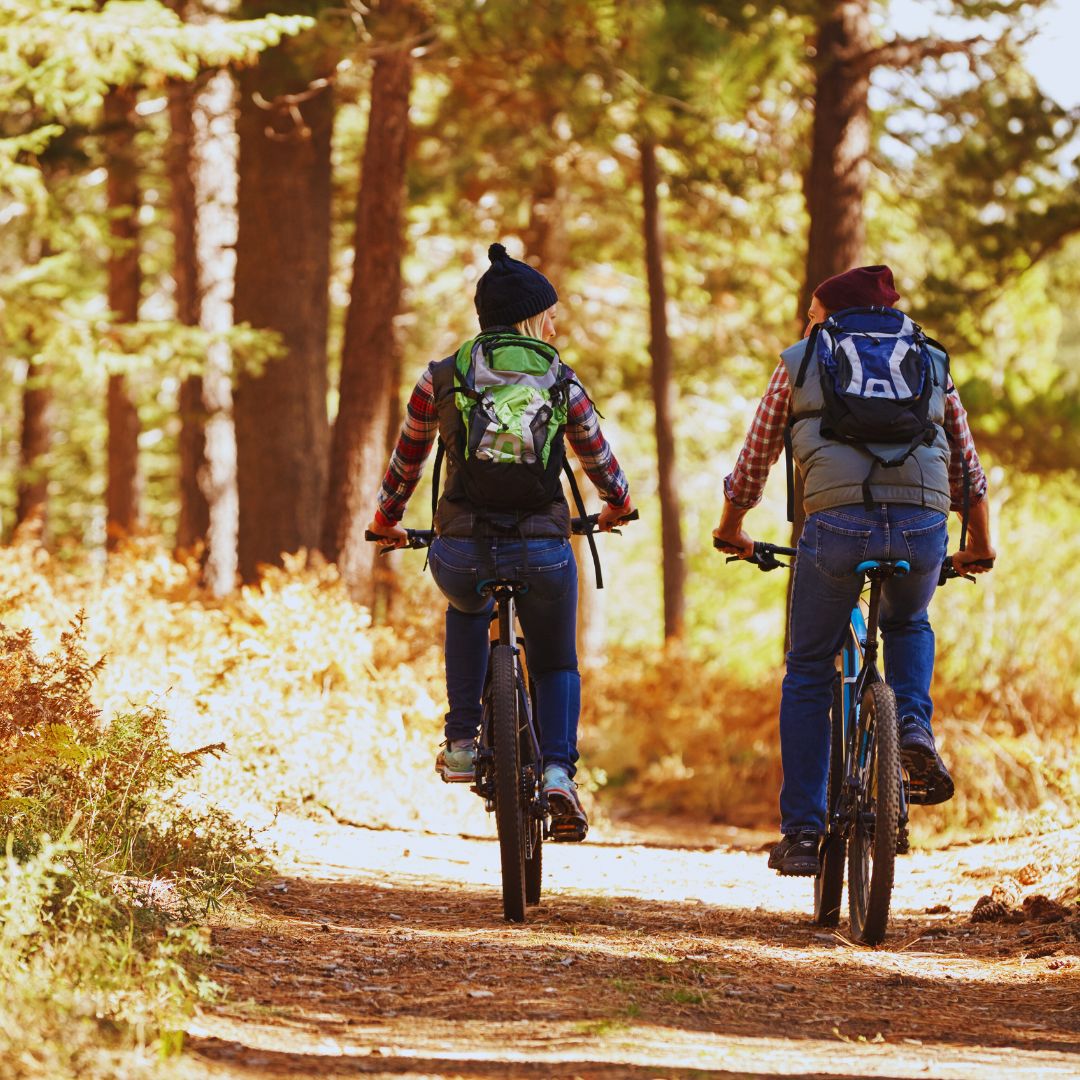 biking in woods